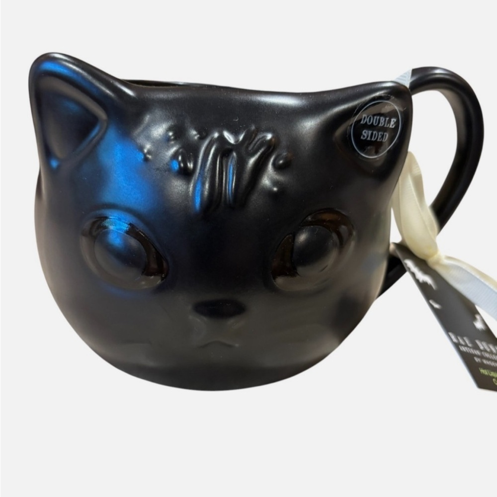NEW Rae Dunn BLACK CAT VIBES Mug Cup Changing Cat's Eyes Halloween Spooky Witchy